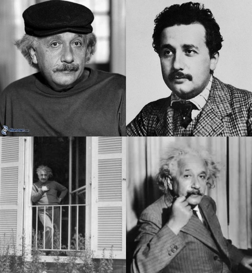 atomstargazer:  Happy Birthday Einstein! Some rare captures and photo collage of Albert Einstein  Born 14 Mar 1879; died 18 Apr 1955 at age 76. German-American physicist who developed the special and general theories of relativity and won the Nobel Prize