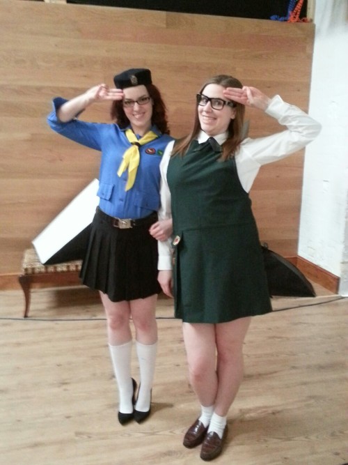 spankingblogg:  Just about to film these getting spanked… he he!  Super awkward girl scout Alex with pervy girl guide Zoe Page. <3