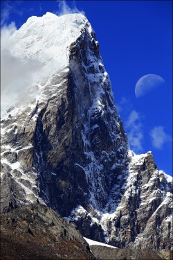 Half moon over Everest