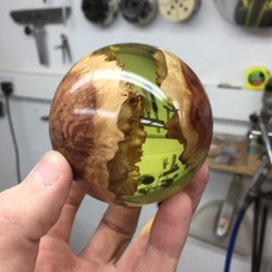 sosuperawesome:  Wood and Resin Spheres  From The Tree on Etsy