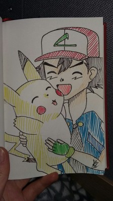kiyomiasou:  Just in time for today’s inktober! Ash and pikachu