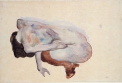 lanangon:  lingerieinart: Egon Schiele, Crouching Nude in Shoes