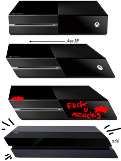 cheezyweapon:  As one final fuck you, Sony took the xbox one,