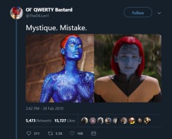 artsyfilmtype:  Even Mystique isn’t safe from the whitewashing
