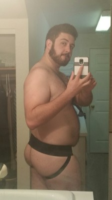 big-fat-sexy-bellies:  big-fat-sexy-bellies:  Trying on a jock