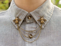 dapperandswag:  Bronze bee collar clips by Dapper and Swag. Also