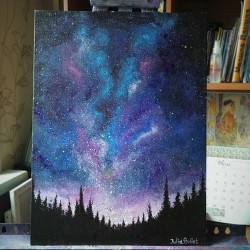 sushiflavour:  juliabulletblog:Galaxy sky acrylic painting :)