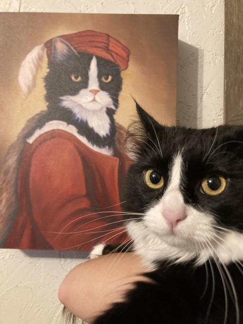 welikecatsandkittens:My cat and the picture I found at TJ Maxx