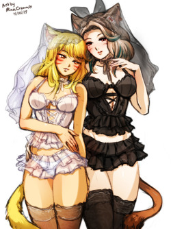 #516 Miqo’te Pair(client’s OCs)Commission meSupport me on
