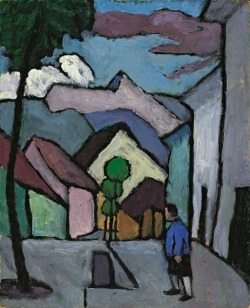 artist-munter:Hauptstrasse (Mit Mann), 1934, Gabriele Munter