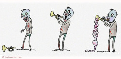 finofilipino:  Las aventuras del trompetista zombie. Jim Benton.