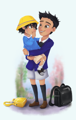 crimsonfireboltart:  Hamada bbys in school uniforms (ﾉ◕ヮ◕)ﾉ*:・ﾟ✧