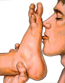 “Feet First” by Dic, 2001, prismacolor on paper,