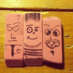 Just drawing on erasers like how I used to in school lol and