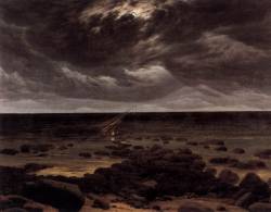 poboh:  Seashore with Shipwreck by Moonlight, 1825-1830, Caspar