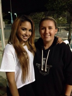 villegas-news:  Jasmine with fans at Chris Brown VS Quincy Baseball
