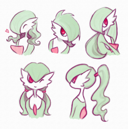little-amb:    Gardevoir with different hairstyles, requested