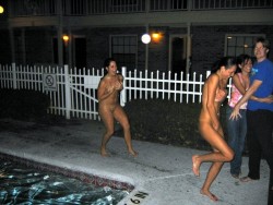 Girls Caught swimming at night    