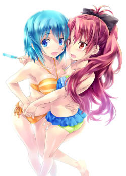 zan66:  bikini chou yoriyuki cleavage miki sayaka puella magi