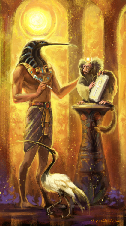 filhosdemarte:  Thoth, The God of Wisdom by M. Korchagina  Forms of Tehuti