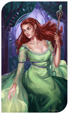 trueidraws:Tarot commission for @gwyncath of their elf, Feainne