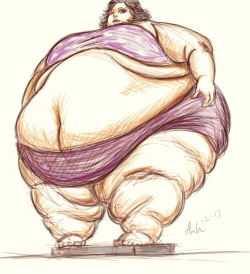 ray-norr:Just a tablet doodle… of a really fat gal on a scale….