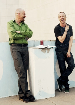 :  Bryan Cranston and Aaron Paul on the set of Breaking Bad 