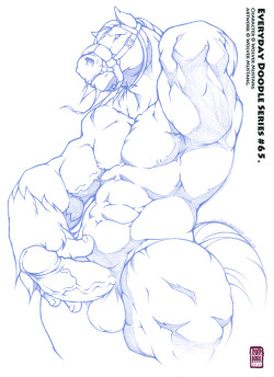 wolvermustang:  Everyday Doodle #65 Just keep to give more and MORE BEEFY horse for you guys. X3 