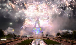 guardian:  Fireworks light up the Eiffel Tower in Paris as part