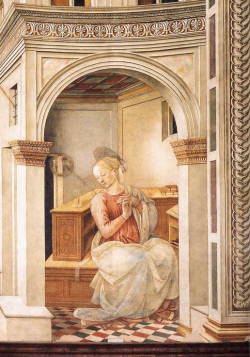 femalebeautyinart:  Annunciation (detail) by Filippo Lippi,