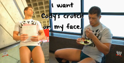 wrestlingssexconfessions:  I want Cody’s crotch on my face.
