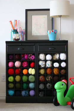 touchecrochet:  wine rack for yarn storage!  MY YARN PROBLEM