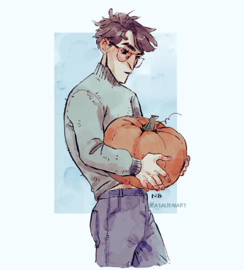 atalienart:Aster with a pumpkin :) (my oc)