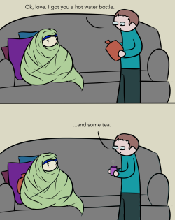 robothugscomic:  New comic! I am just terrible at being sick.