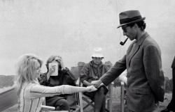 Brigitte Bardot and Jean-Luc Godard on the set of Le Mepris,