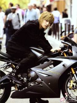 jae-jun-chun:  Kim Jaejoong on a motorbike ♡ He sometimes looks