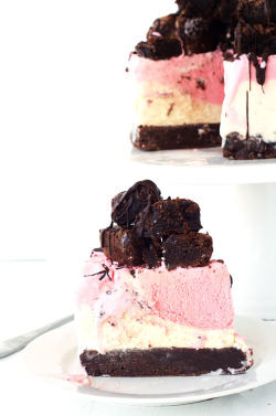 fullcravings:  Neapolitan Brownie Ice Cream Cake