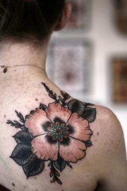 fuckyeahtattoos:  floral cover up tattoo by alice carrier at