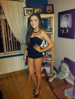 Liverpool slag in a tight mini dress getting ready for a night