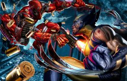 crazyforcatscomicsandchubbygirls:  Deadpool  vs. Wolverine by
