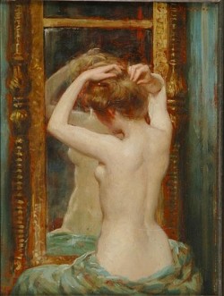 classic-art: The Old Pier Glass James Carroll Beckwith, 1901