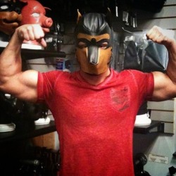 mr-s-leather:  Pup Marc Dylan flexing in our Kennel