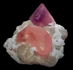 earthstory:  Morganite with Kunzite  Sitting on its 27x20cm matrix