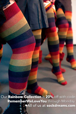 sockdreams:  Our Rainbow Collection is 20% off with code RememberWeLoveYou