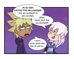 kamydrawstuffs:  X Ryou shows Kek why he loves Halloween!  