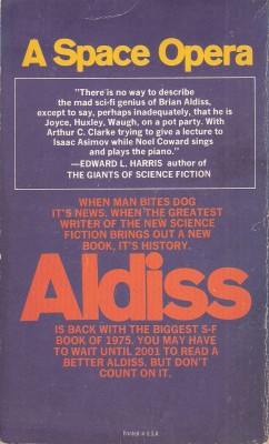Back of The Eighty Minute Hour by Brian Aldiss, 1974.