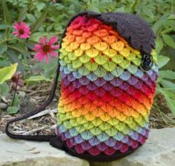 podkins:    Rainbow Dragon Backpack - free pattern at ABC Knitting 