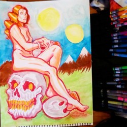 Put some color into a sheet of life drawing from a while back.