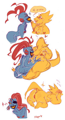 sniggysmut:   request: Some Naughtiness with Undyne Showing Alphys