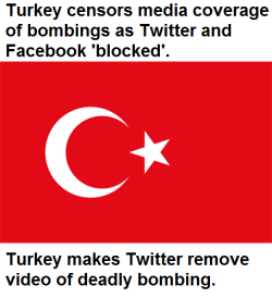 Turkey censors media coverageof bombings as Twitter and Facebook